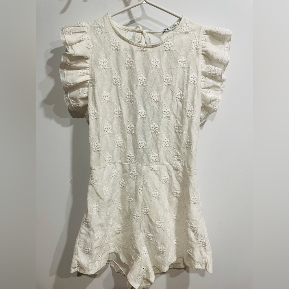 Zara White embroided romper